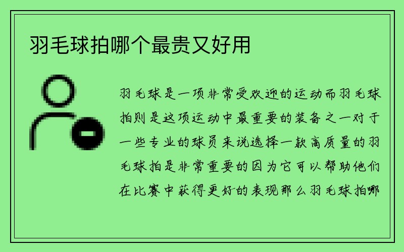 羽毛球拍哪个最贵又好用