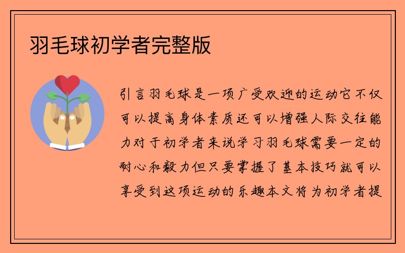 羽毛球初学者完整版