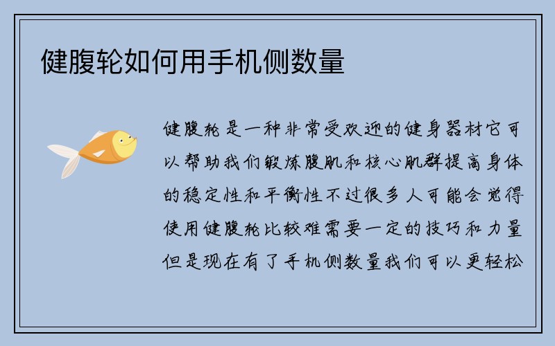 健腹轮如何用手机侧数量