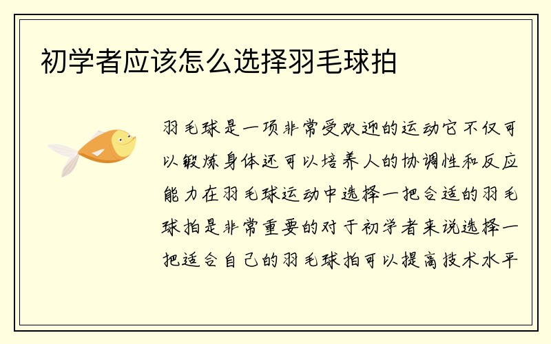 初学者应该怎么选择羽毛球拍