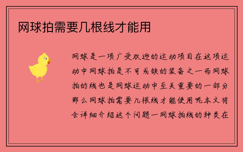 网球拍需要几根线才能用